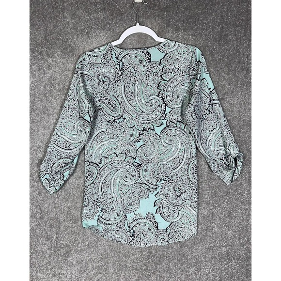 The Limited Paisley Tunic Top Womens Size Small Roll Tab Sleeves Pullover Hi Low - Picture 2 of 14